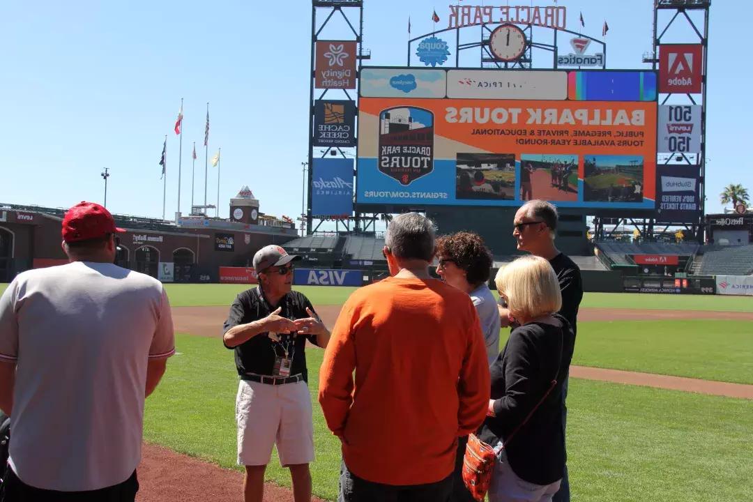 Visitors are taken on a tour of Oracle Park.