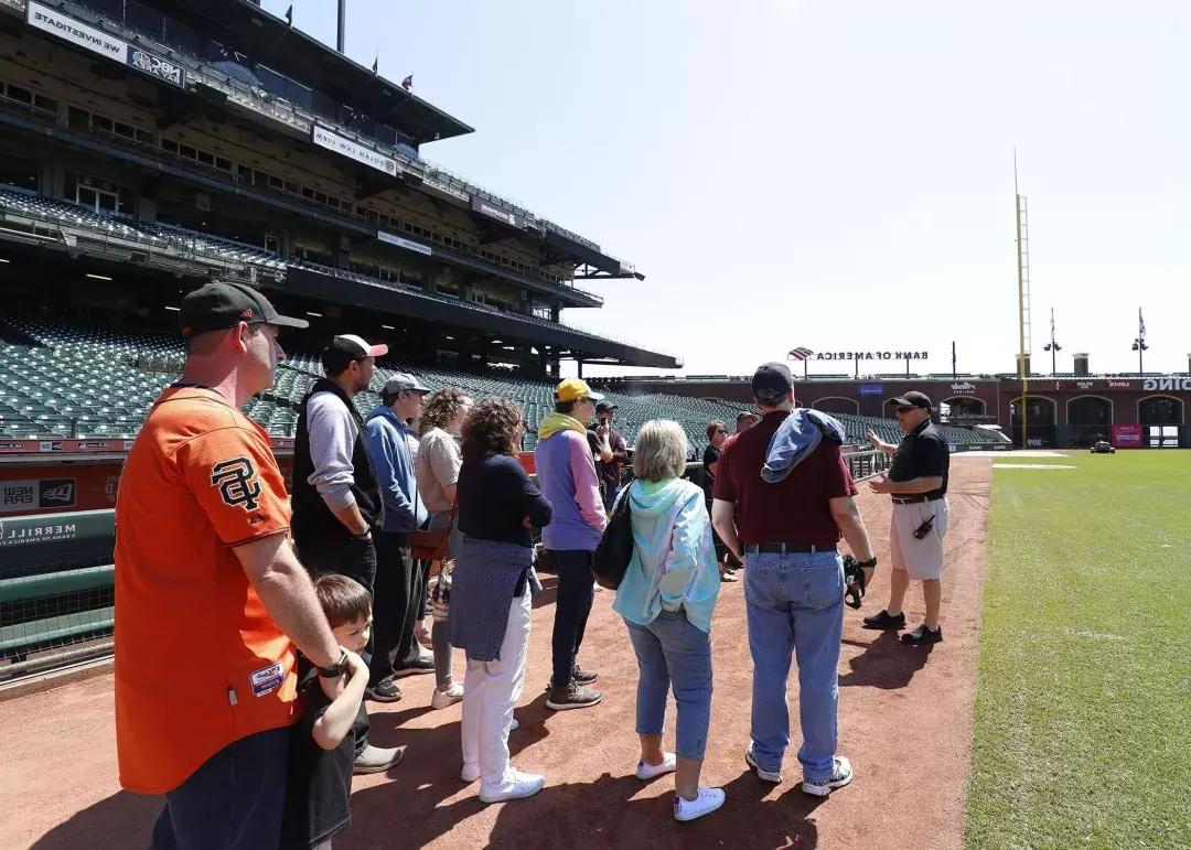 Visitors are taken on a tour of Oracle Park.